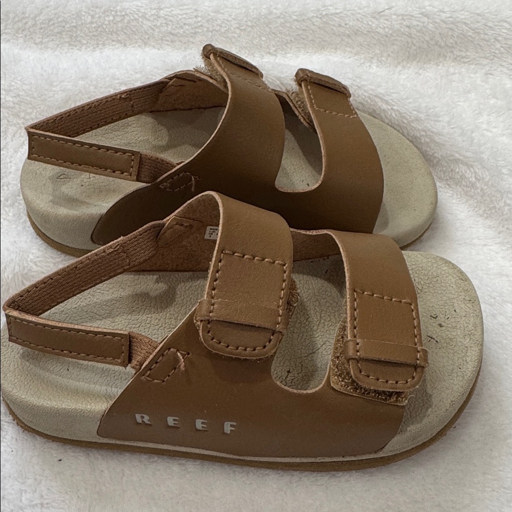 Reef Kids Brown Double-Strap Hook & Loop Sandals